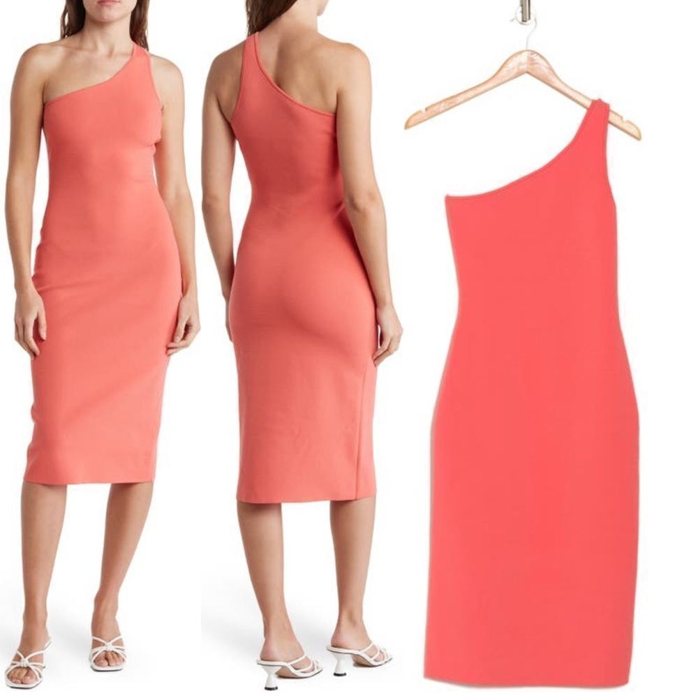 NEW A.L.C. Colby One Shoulder Sheath Rouge Dress